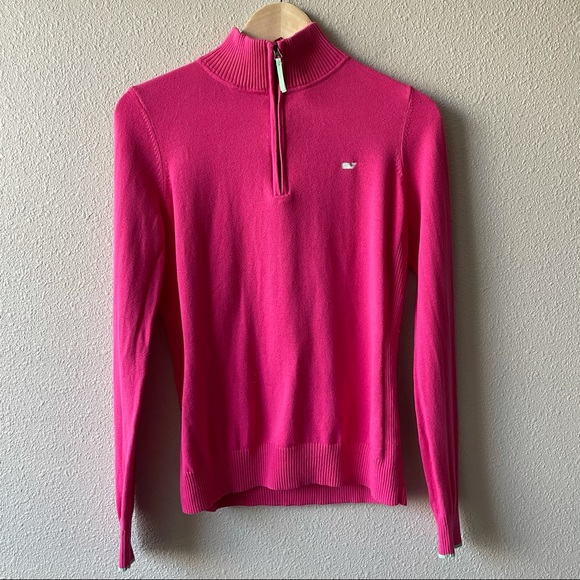 Vineyard Vines Sweaters - Vineyard Vines Pink Tipper 1/4 Zip Sweater Medium
